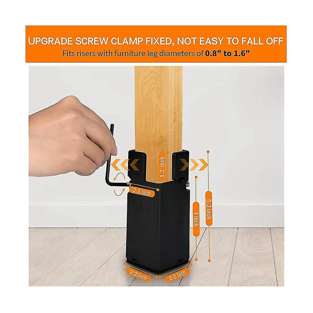 4 Pack Adjustable Furniture Risers, Chair Risers Lift 4 Inch, Heavy ...