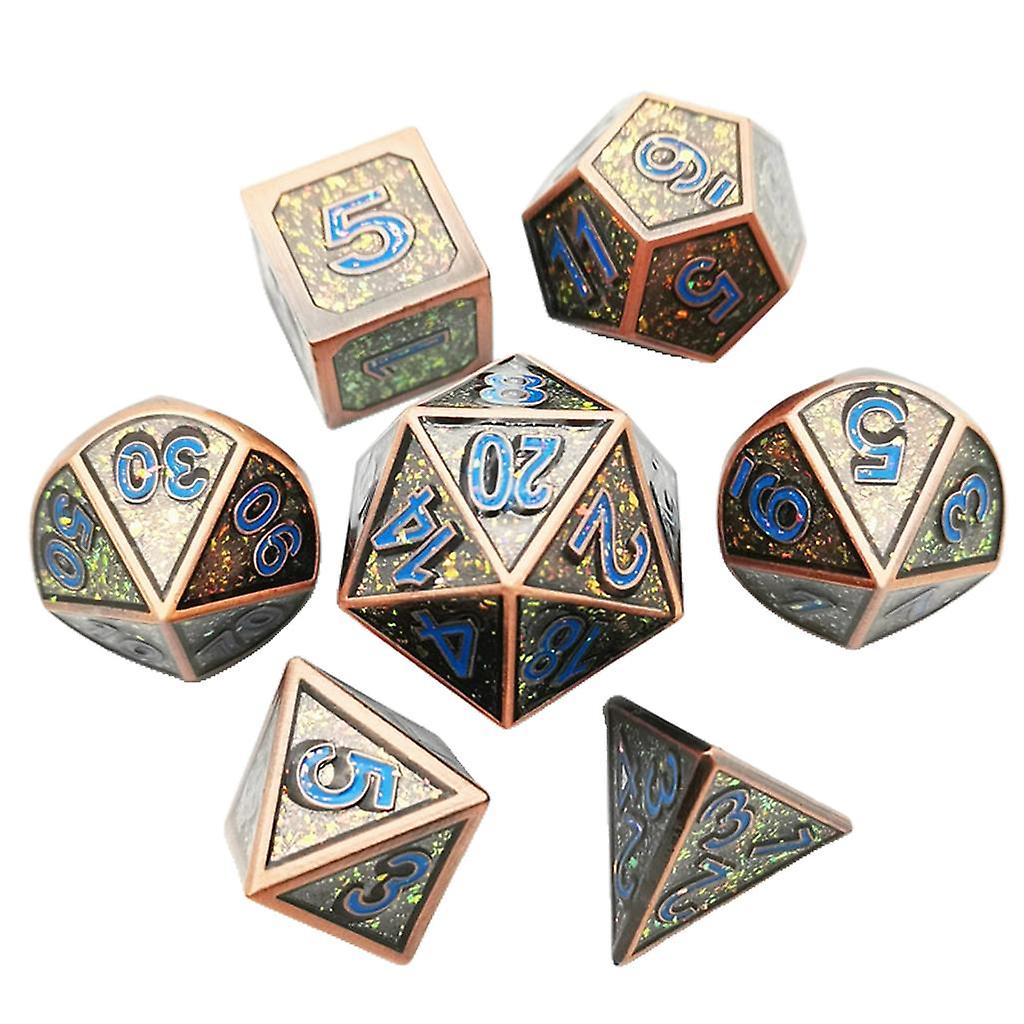7 Pieces Metal Polyhedral Dice D4 D6 D8 D10 D12 D20 Die Set Style 5