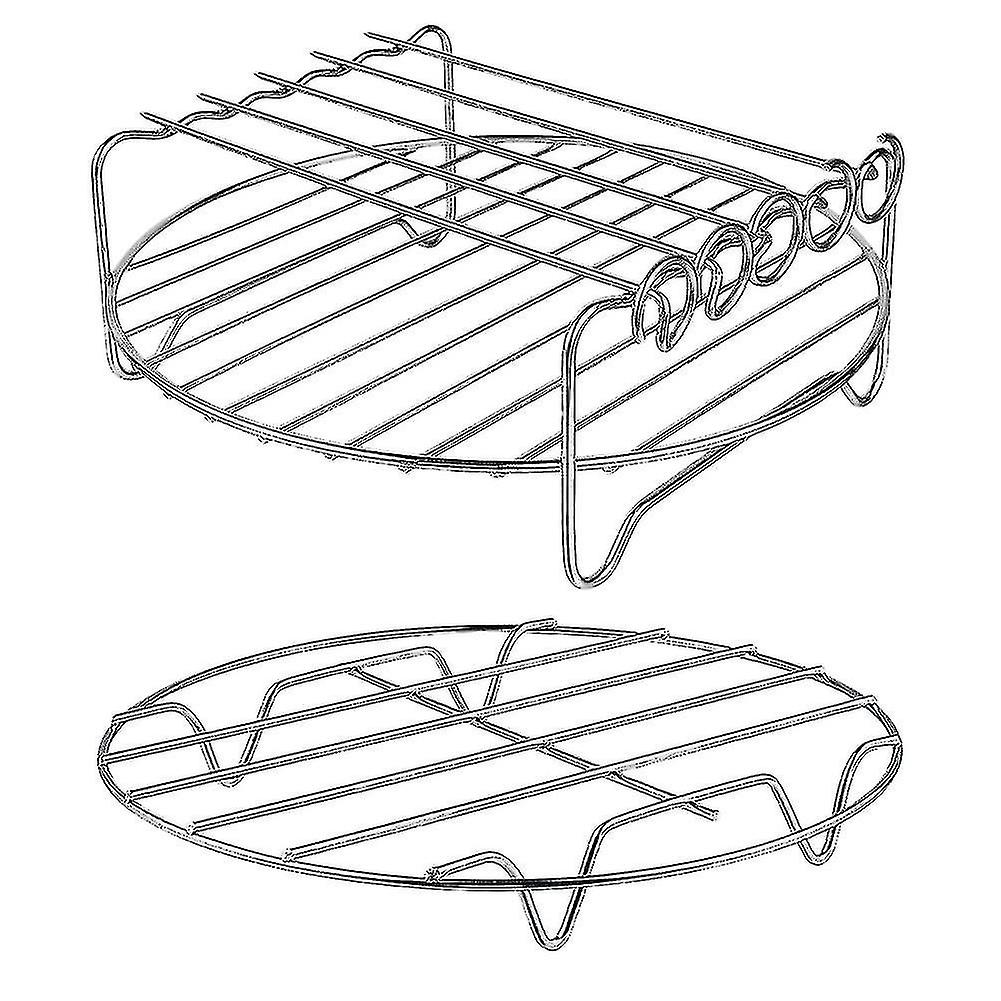 2 Pcs Air Fryer Accessories Air Fryer Rack Set Multi-purpose Double Layer Rack With Skewer For Xl P