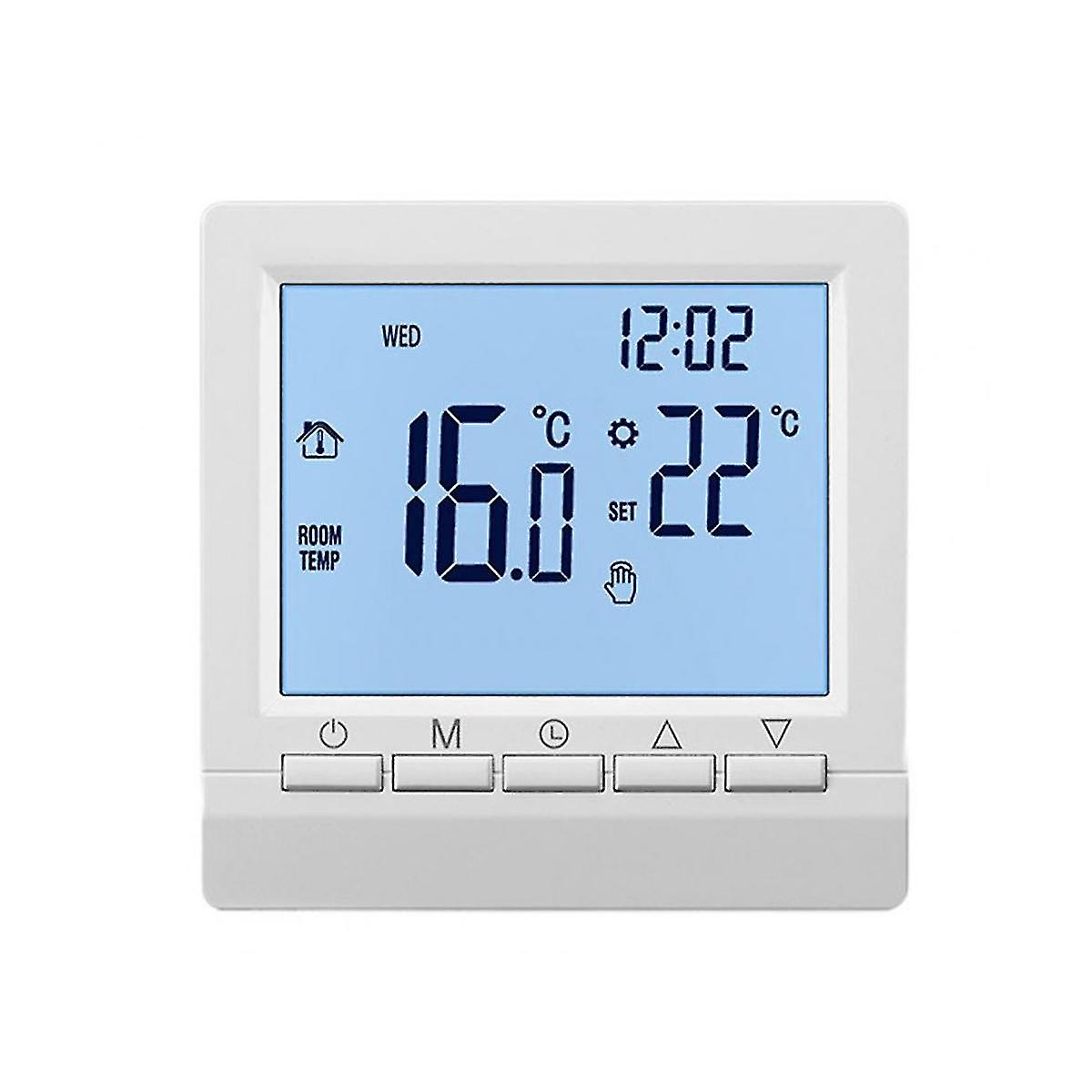 Thermostat With Backlight Lcd Screen Wall Room Heating Temperature Controller -white Light
