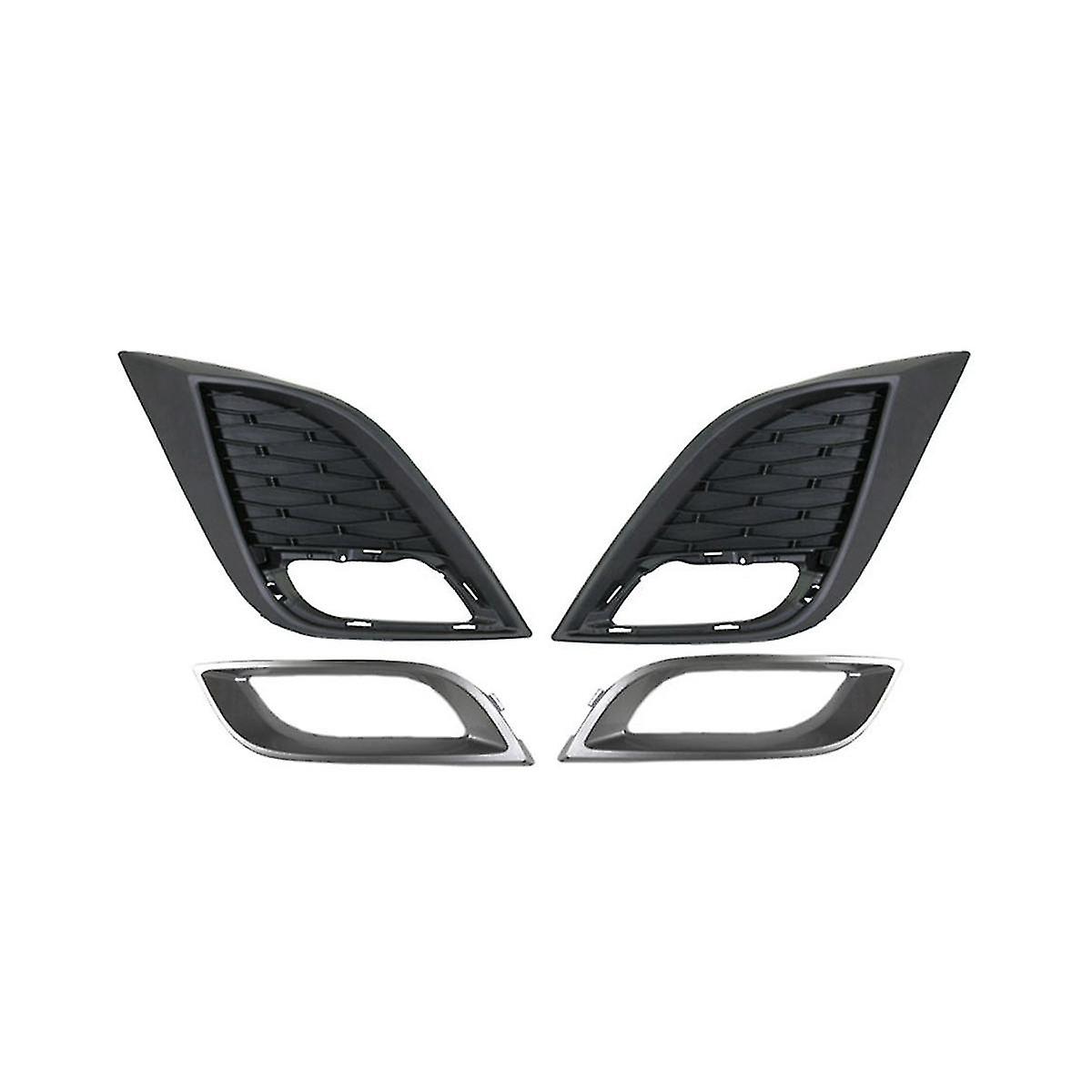 1pair Car Front Bumper Fog Light Grille Fog Lamp Grill Cover With Chrome Frame For 3 2010 2011