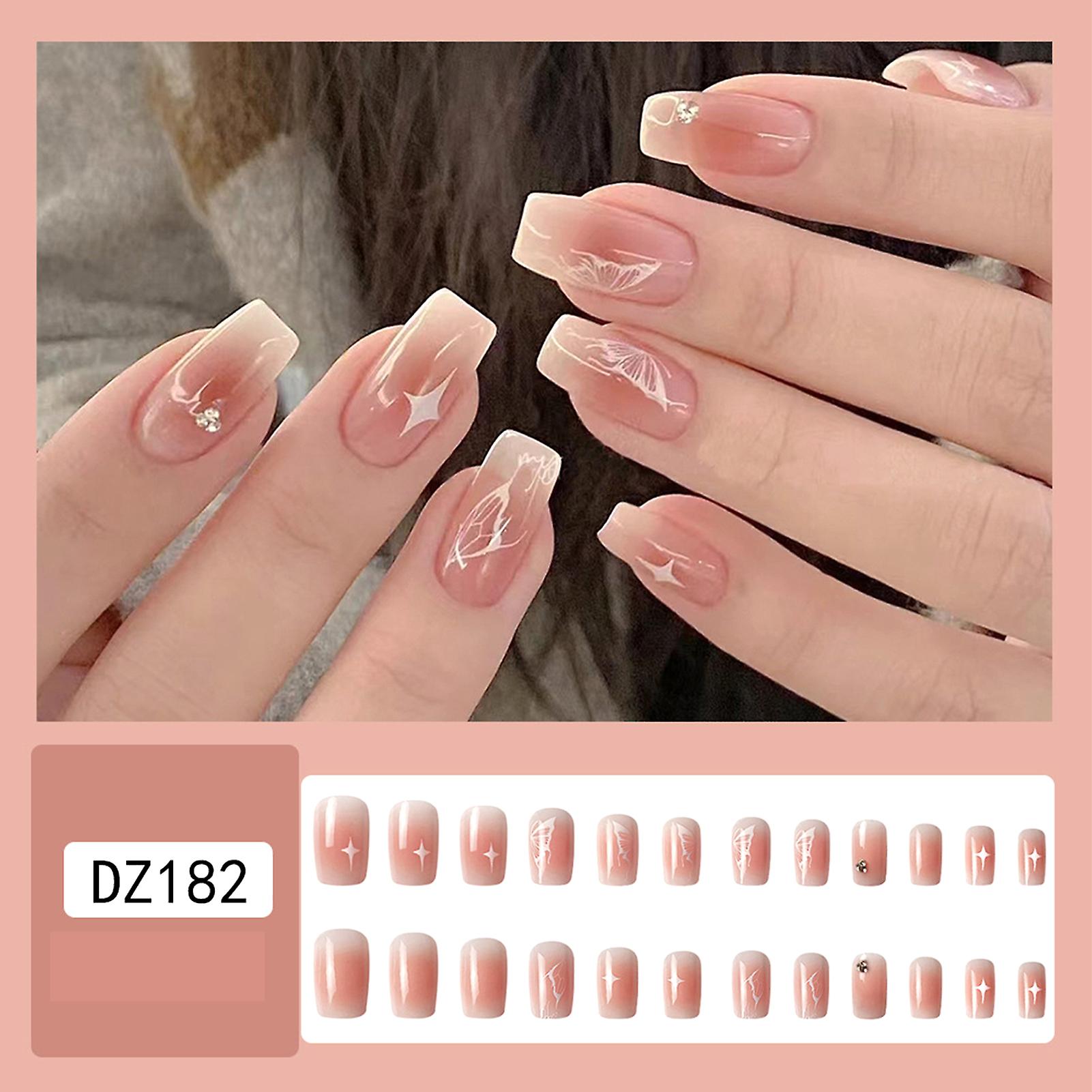 Butterfly & Star Pink Blushed False Nails Solid And Chip-proof False Nails
