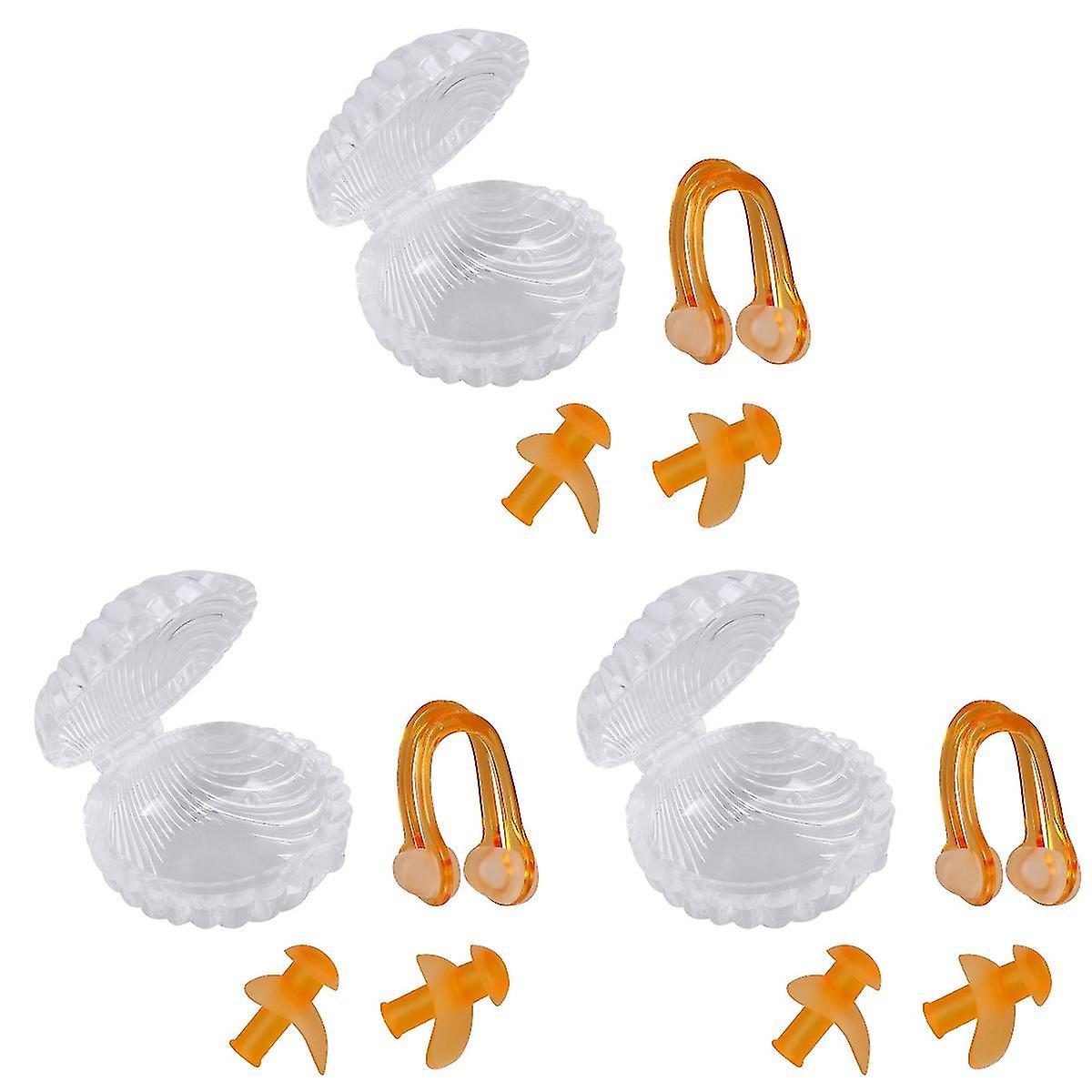 3pcs High-end Exquisite Swim Waterproof Silicone Earplug Nose Clip Set Surf Swimming Accessories(ora