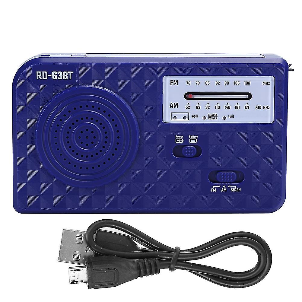 RD638 ABS Solar Energy Emergency Multifunction Hand Crank Radio Support FM/AM FunctionBlue