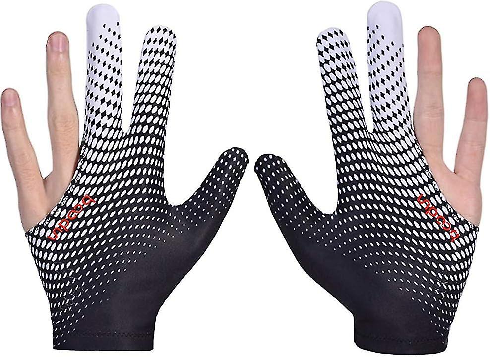 2pcs Guanti da biliardo elastici a 3 dita Guanti da biliardo Guanti da biliardo sinistro e destro (foglie) Bianco