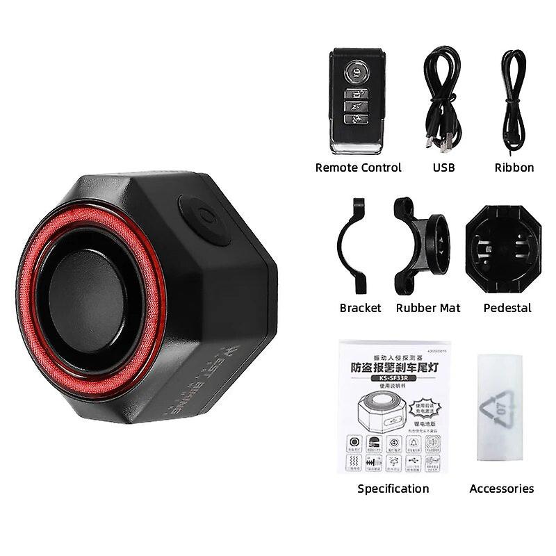 West Biking Multifunctional Bicycle Rear Light Smart Auto-start Brake Sensing Anti-theft Alarm Usb Ip65 Taillight Remote Locking