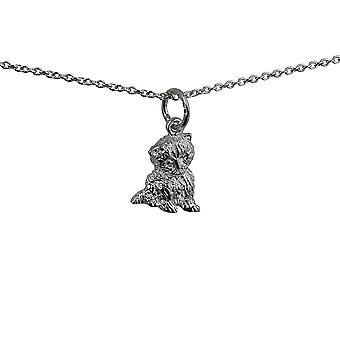 Silver 12x11mm Kitten Pendant with a rolo Chain 24 inches