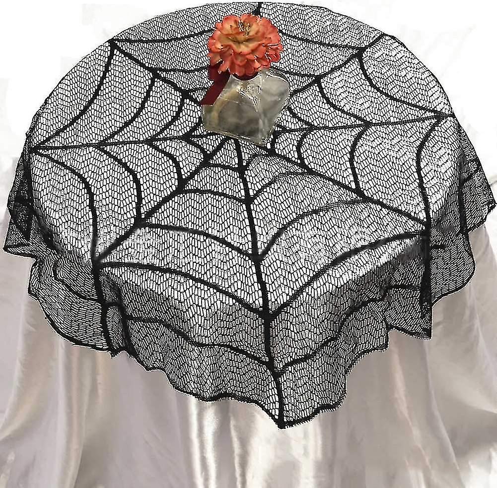 Black Lace Table Topper - Spider Web Halloween Dinner Party
