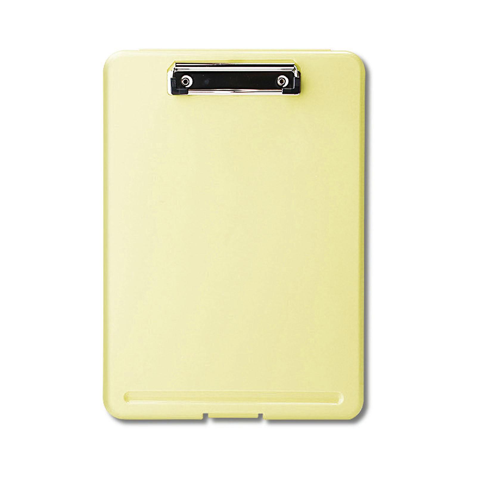 Clip Board Plastic Space Saving Paper Clip Board Stationery Gift for Test Papers Documents Yellow