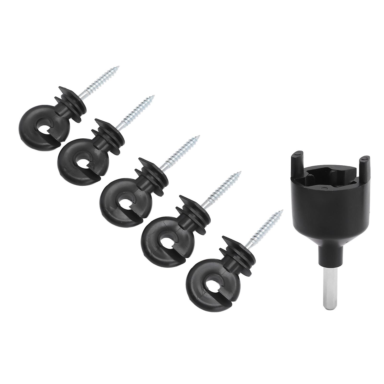 Self Tapping Insulator 50Pcs Electric Fence Insulator Screw in Insulator Fence Ring Post Wood Post Insulator with Insulator Socket Tool
