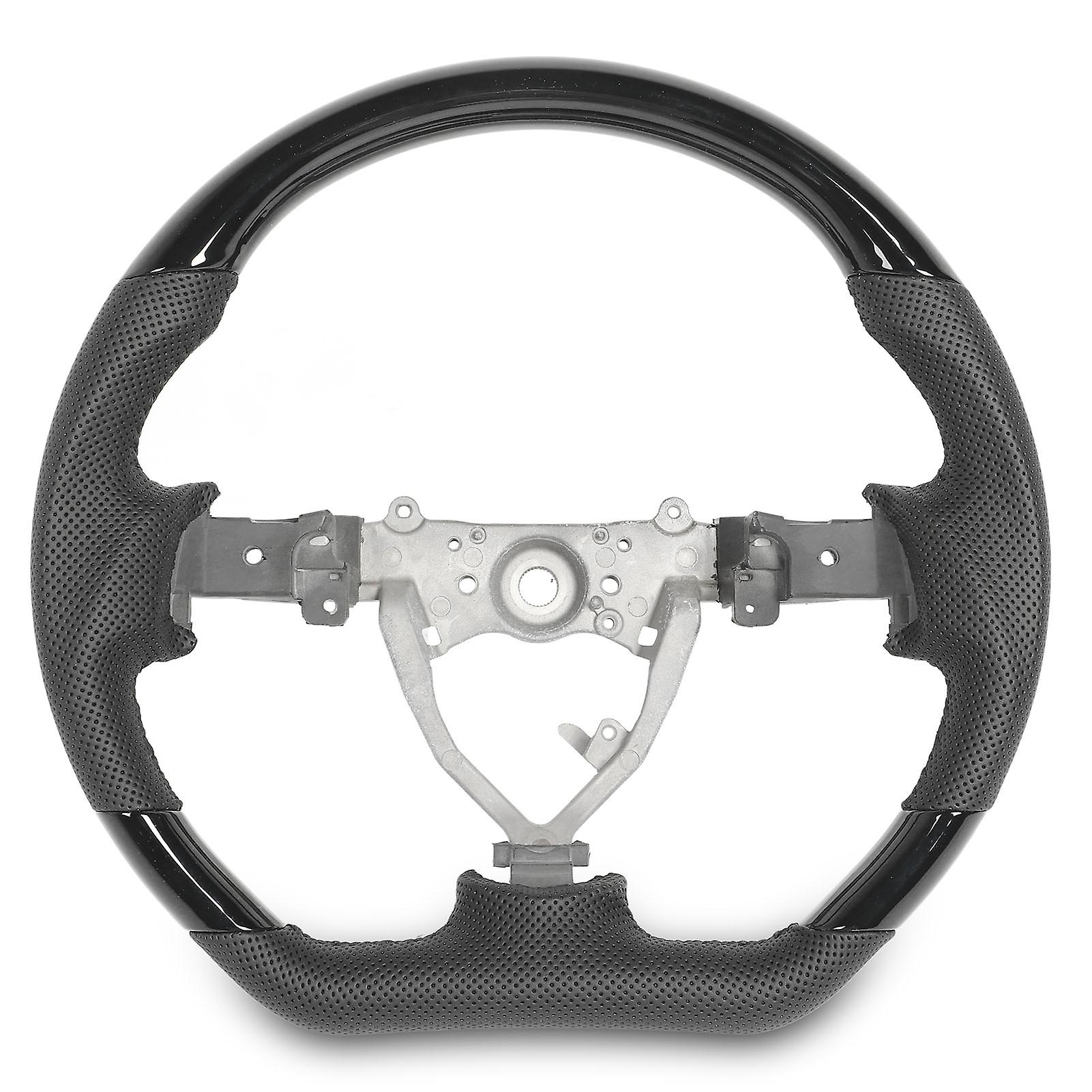 Hydro-Dip Perforated Leather Steering Wheel, Flat Bottom, Black Stitching, for 2007-2017 FJ Cruiser, Gloss Black