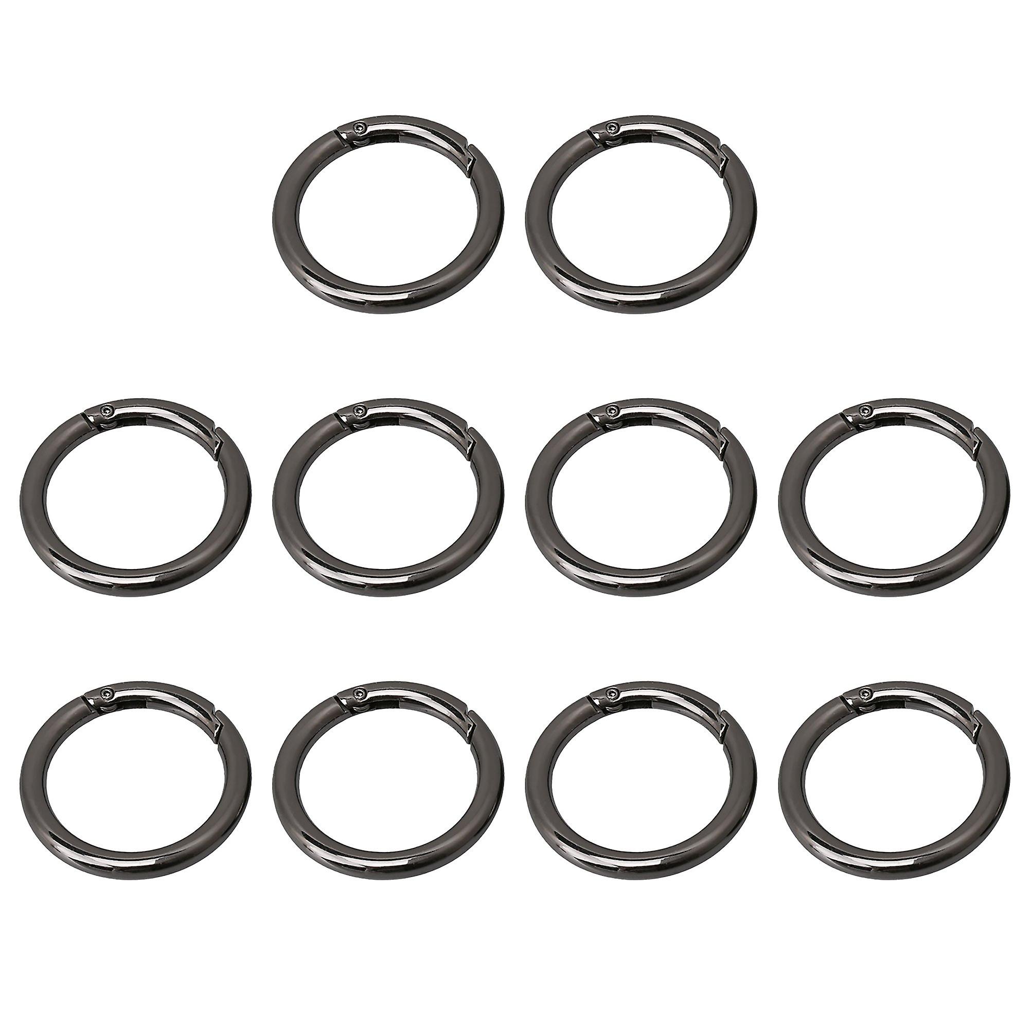 10PCS 49mm OD Nickle Black Round Spring Buckle Keychain for Bags ...