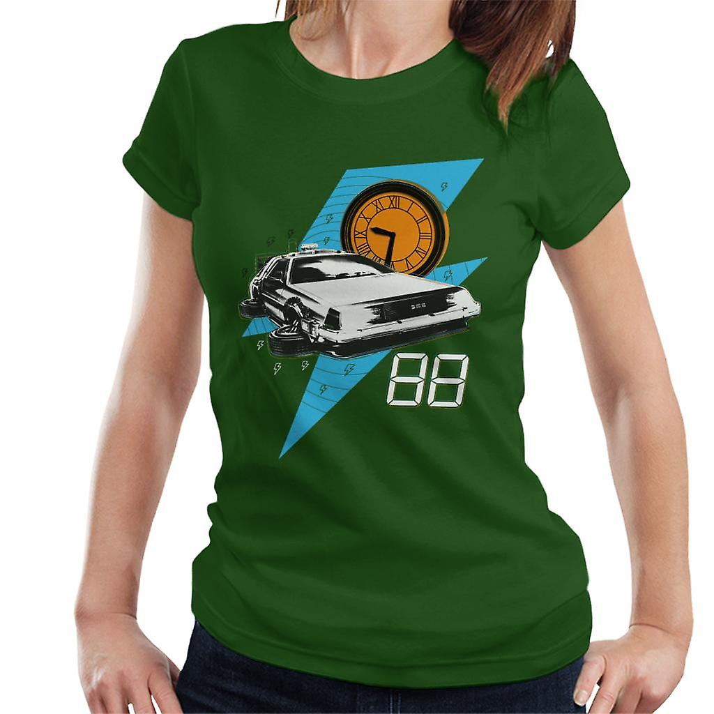 Back to the Future 88 Clock And Delorean Women's T-Shirt