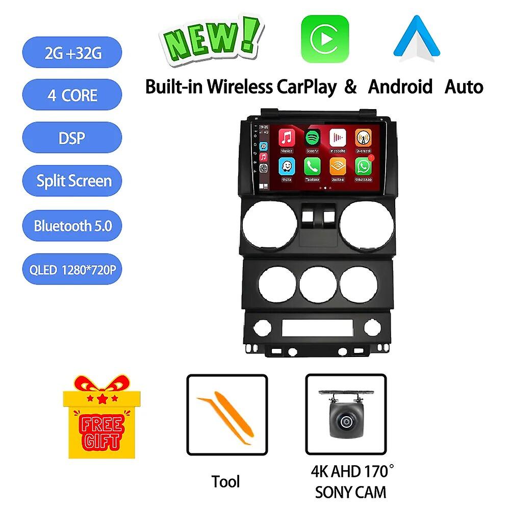 Android 13 For Jeep Wrangler Two-doors 2008-2010 Car Radio Stereo Multimedia Video Player Navigation Gps Wireless Carplay Rds