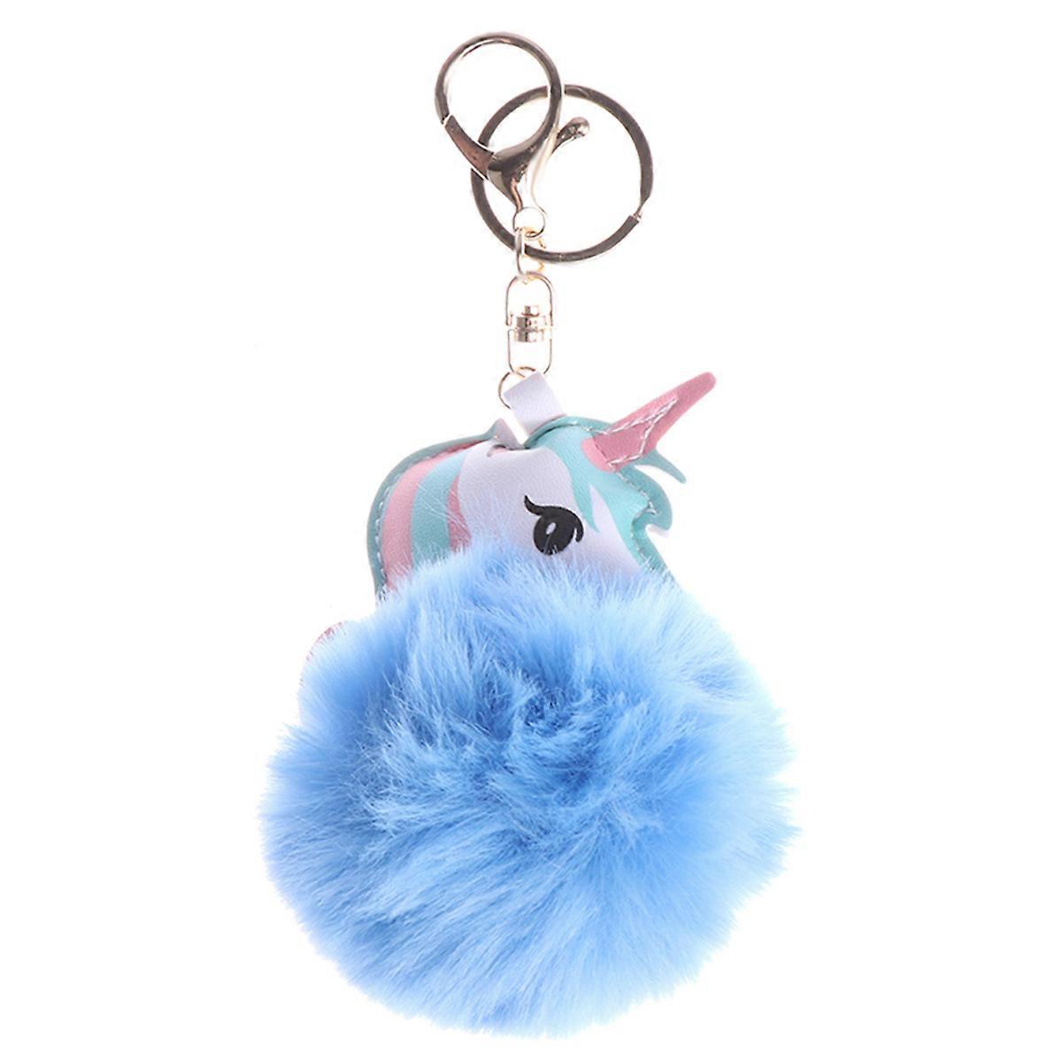 Hair Ball Key Chain Unicorn Key Chain Creative Key Ring Comfortable Key Chain Blue
