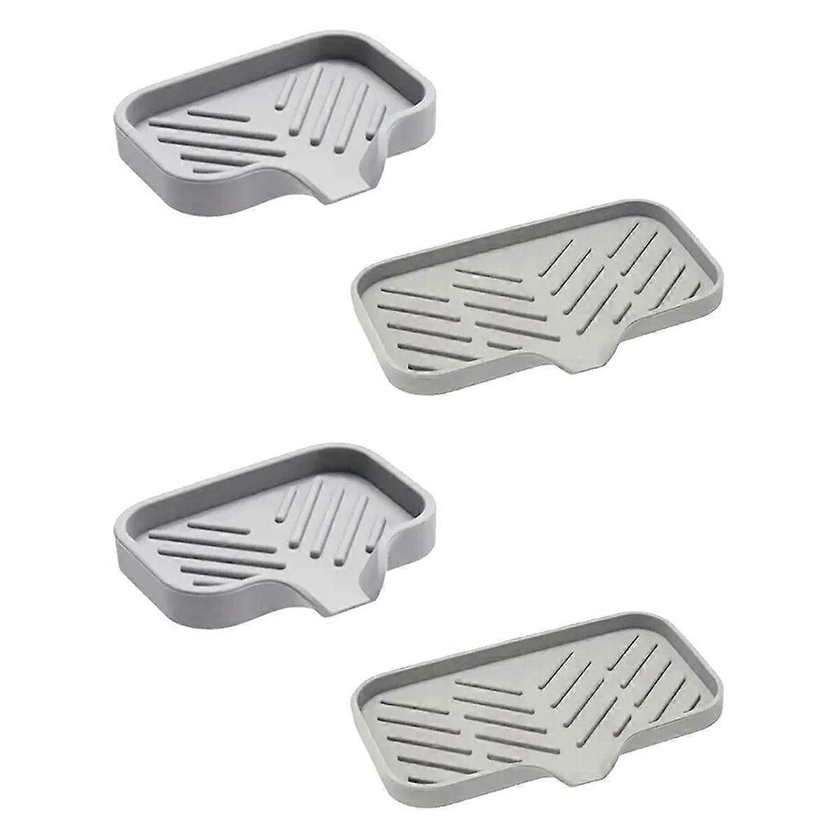 Sink Silicone Tray with Drain Soap Sponge Storage Rack Countertop Sink Brush Soap Storage Rack Kitchen Storage Rack