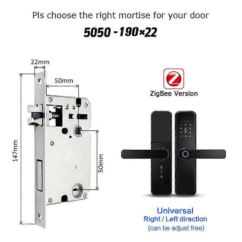 X5 Tuya Zigbee Fechadura Eletronico Digital Waterpoof Door Lock Biometric Fingerprint Replaceable Direction Smart Door Lock