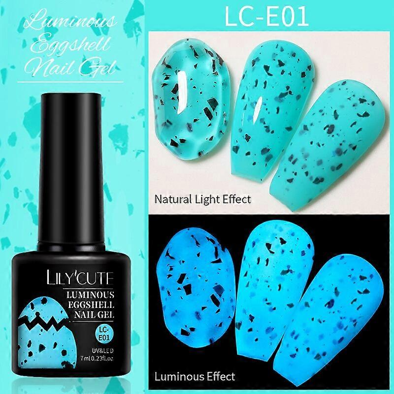 7ml Eggshell Gold Glitter Gel Nail Polish Quail Egg Effect Transparent Top Coat Semi Permanent Soak Off UV GelLC-E01