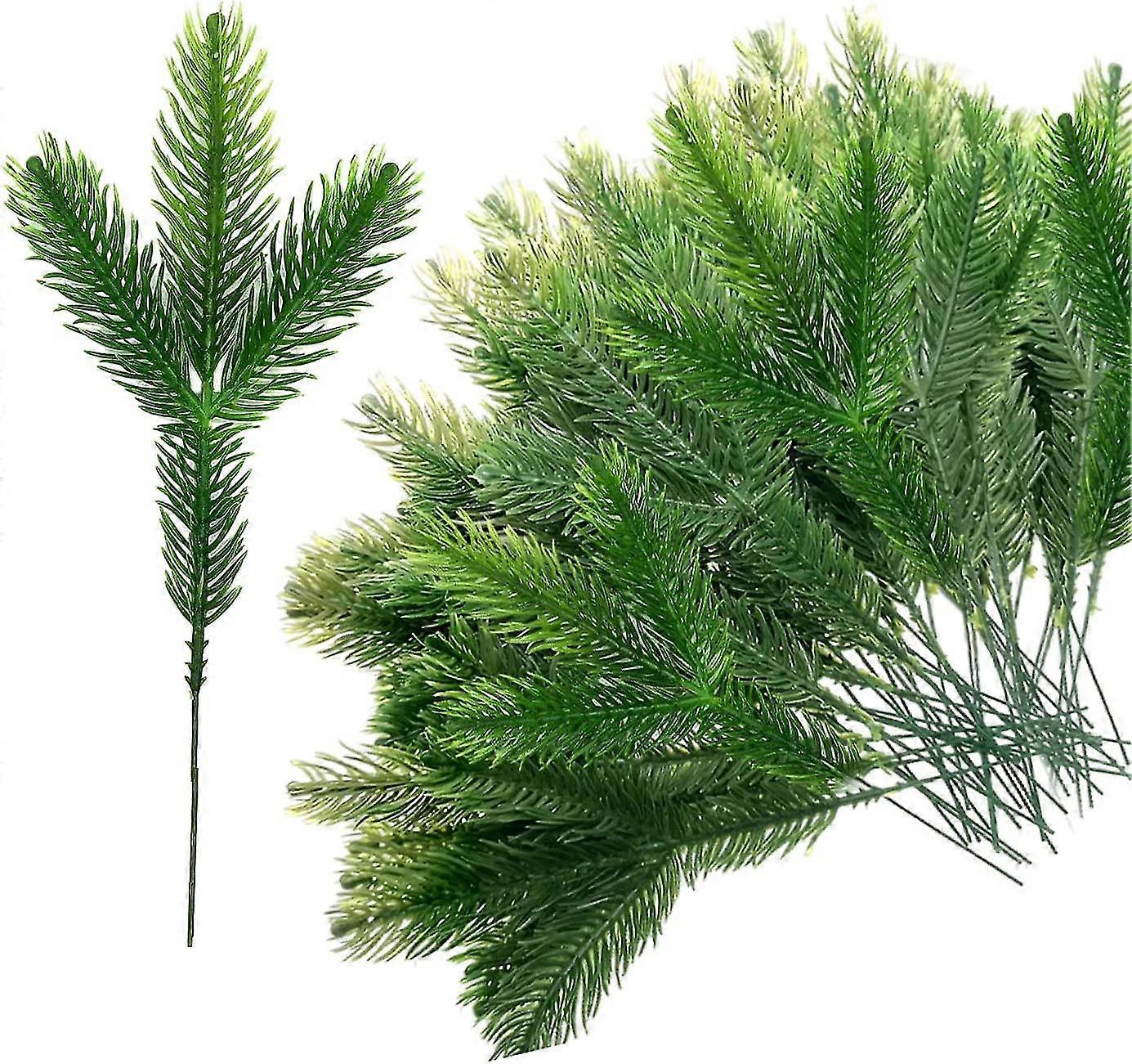 36 Pieces Artificial Pine Branches,artificial Fir Stems For Christmas Decoration,artificial Fir Branches For Diy Christmas Wreath Home Crafts (green)