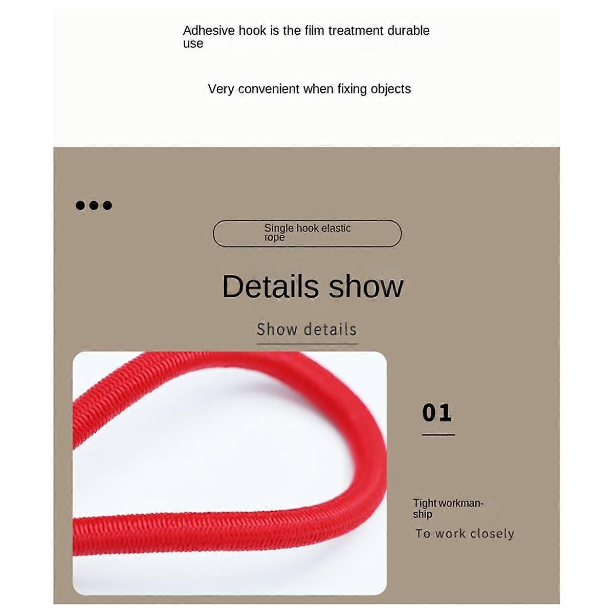 Camping Tent Elastic Rope Buckle Fixed Binding Belt Elastic Rope Hook Camping Canopy Accessories Pull Rope Red