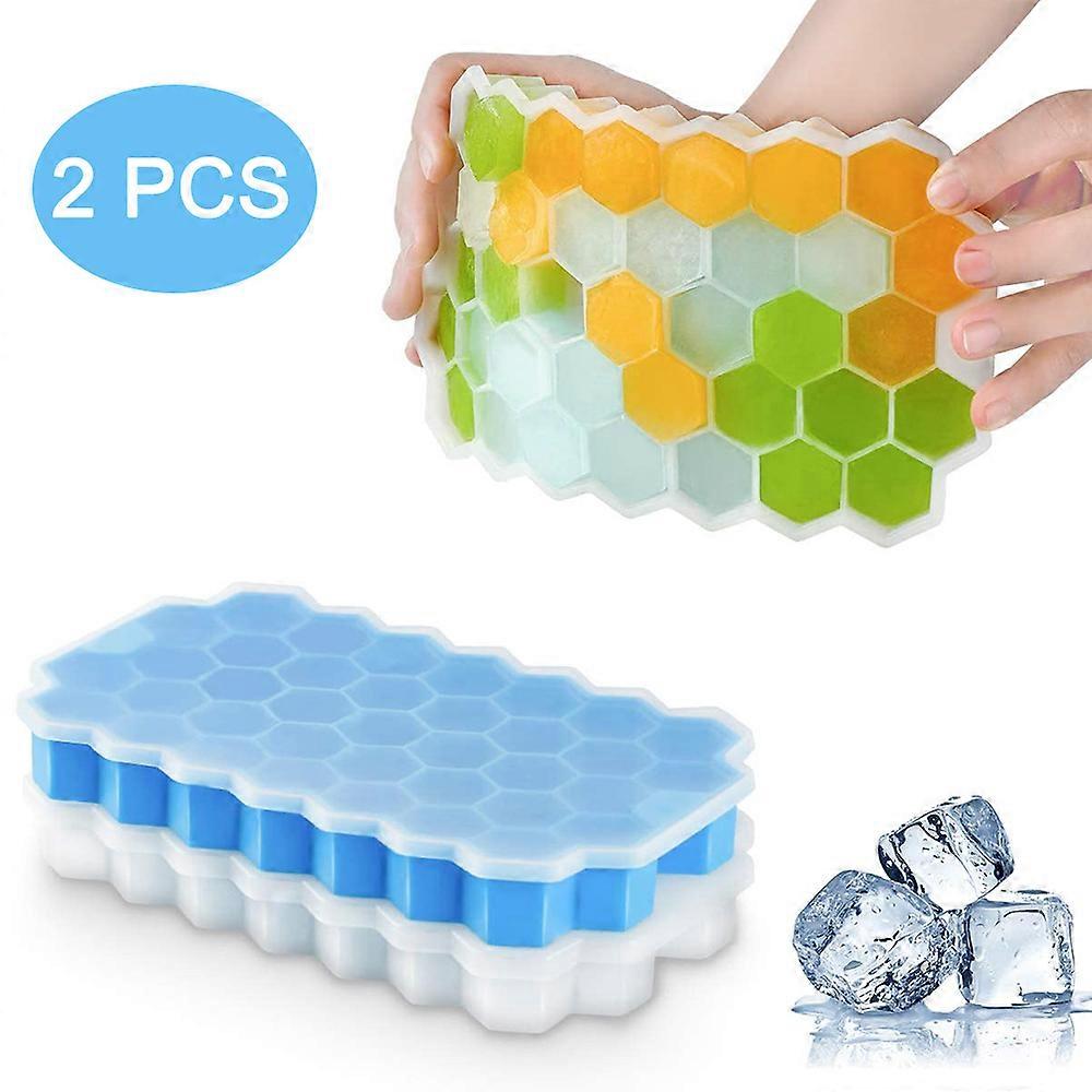 Silicone Ice Cube Trays with Lid - Flexible Molds for Ice Cubes