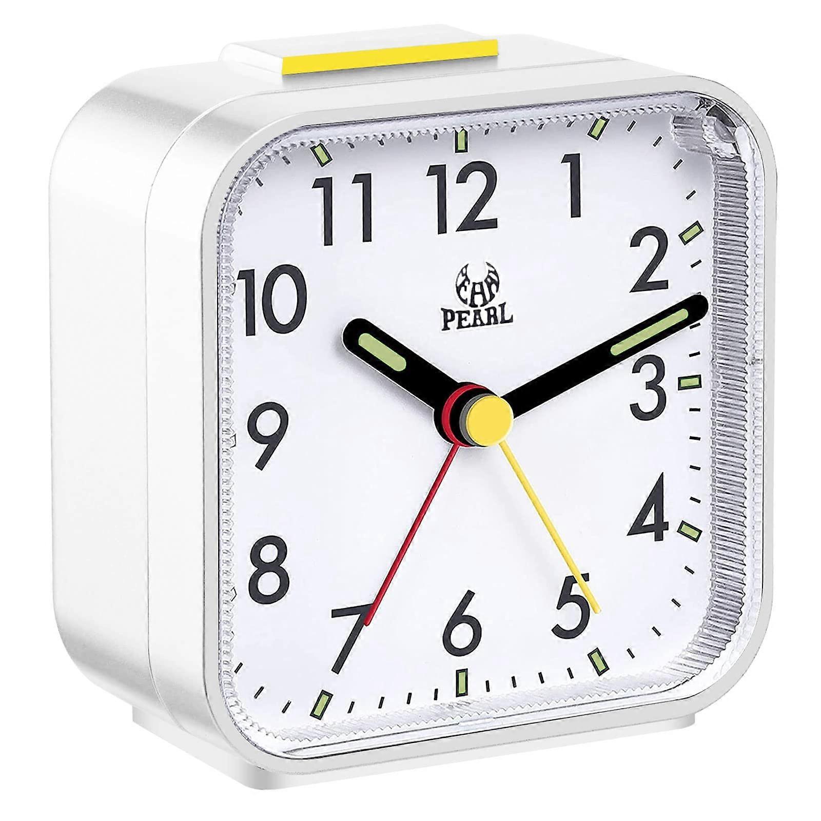 Alarm Clock with Snooze Function, Light Functions and Battery Operated, Portable Alarm ClockWhite