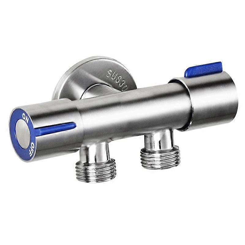 G1/2 x 1/2 304 Stainless Steel Two Three-Way Angle Valve, Double Handle Double Control Single Cold