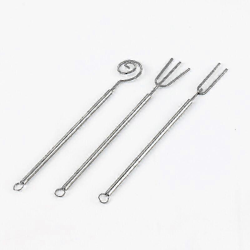 3 Pieces Chocolate Dipping Forks Set Stainless Steel Fondue Forks Skimmer Dessert Baking Tools For Home Diy Cake Decorating