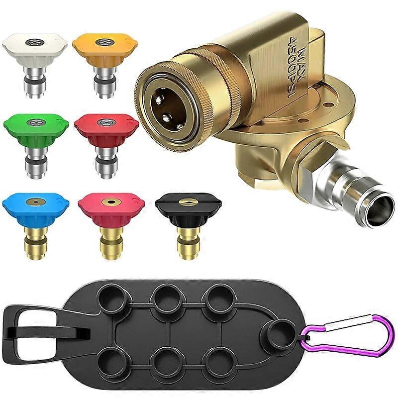 Pressure Washer Pivoting Coupler 9Pcs Pressure Washer Tips Set With A Connecting Pivoting Coupler Nozzle Holder 14Plug