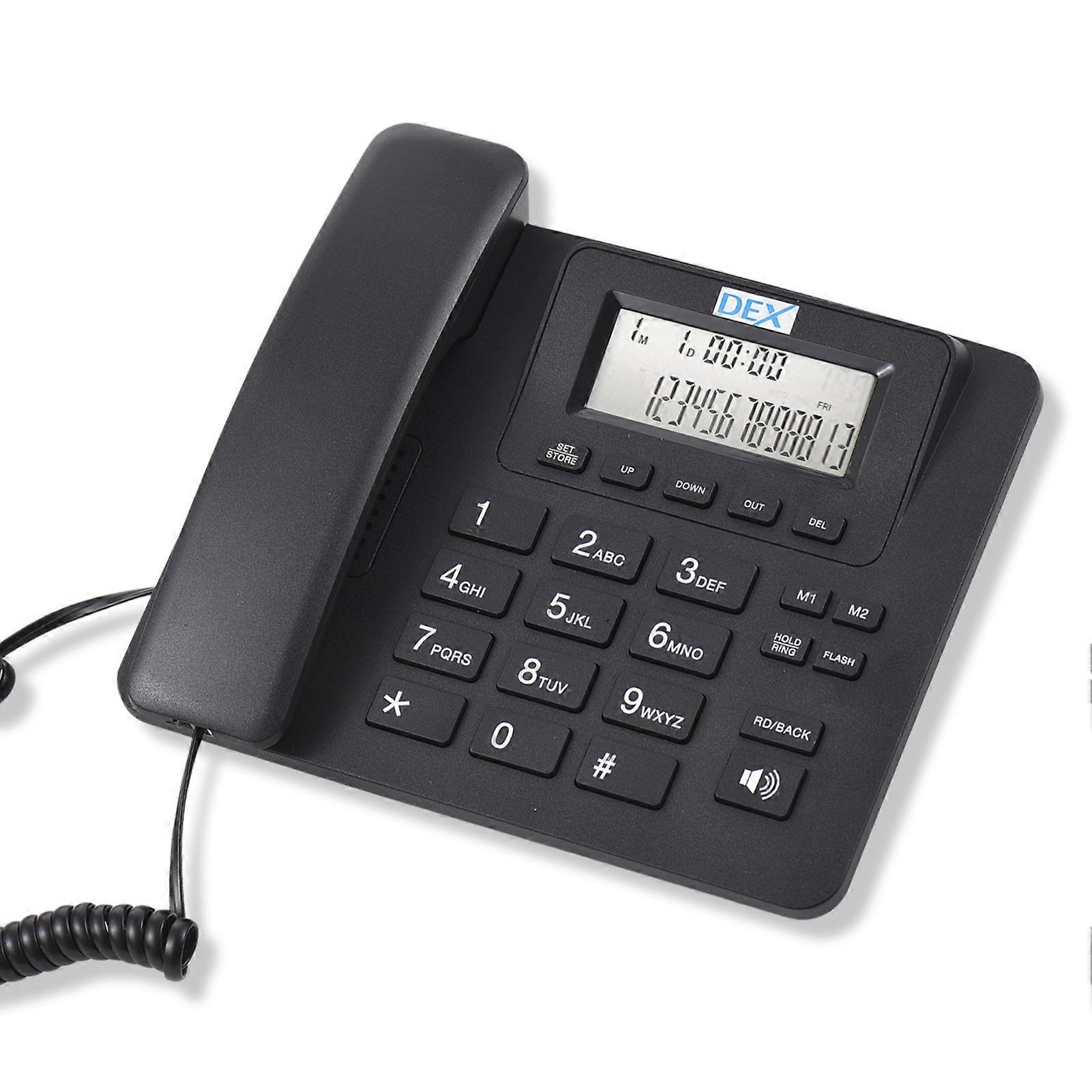 Corded Phone Desk Landline Telephone One Touch Memory Button/Flash/Last Number Speed Dial 8-Ring Melody Sound Real-time Date