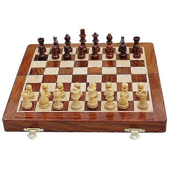 BCBESTCHESS Handmade Magnetic Wooden Folding Chess Board with Extra Queens & Storage for Chessmen