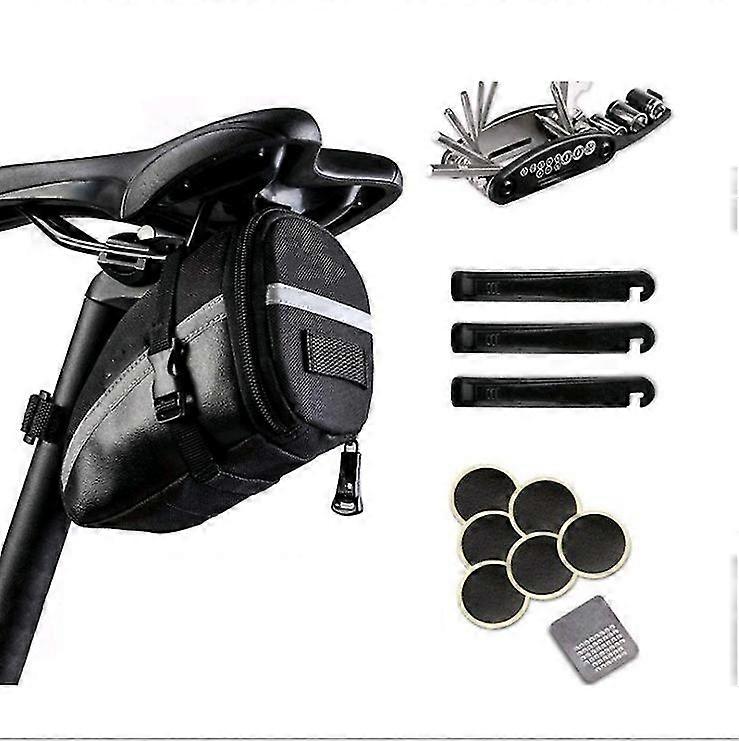 Bicycle Saddle Bag With Repair Tools Kits(1set,black)