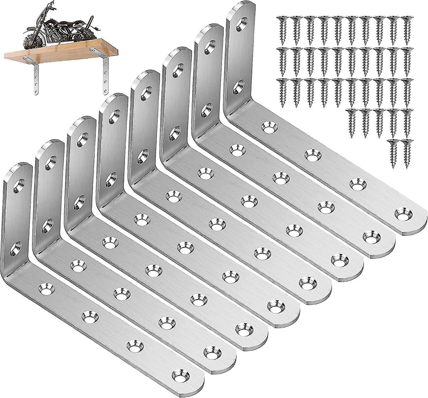 8 Pcs Wall Shelf Bracket, M4 X 16 L-shaped Fixing Brackets 126 X 75 X 20 Mm Shelf Bracket Qucyy Gift