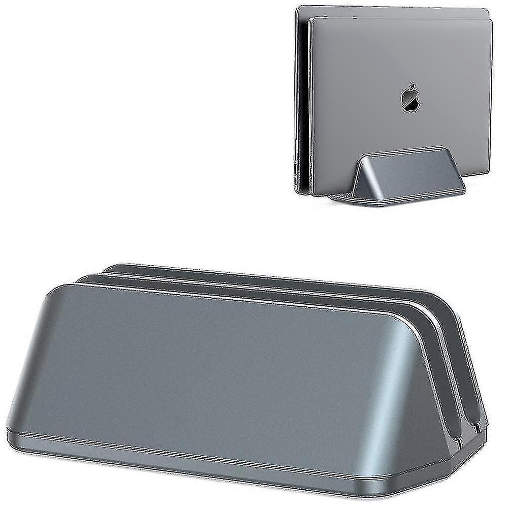 Vertical Laptop Stand, Double Desktop Stand Holder With Adjustable Dock( Color : Grey )