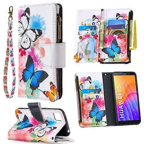 For Huawei Y5p Colored Drawing Pattern Zipper Horizontal Flip Leather Phone Case