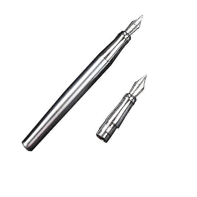 Duke 209 Stylo plume Fude en acier inoxydable Calligraphie Plume courbée, argent pur