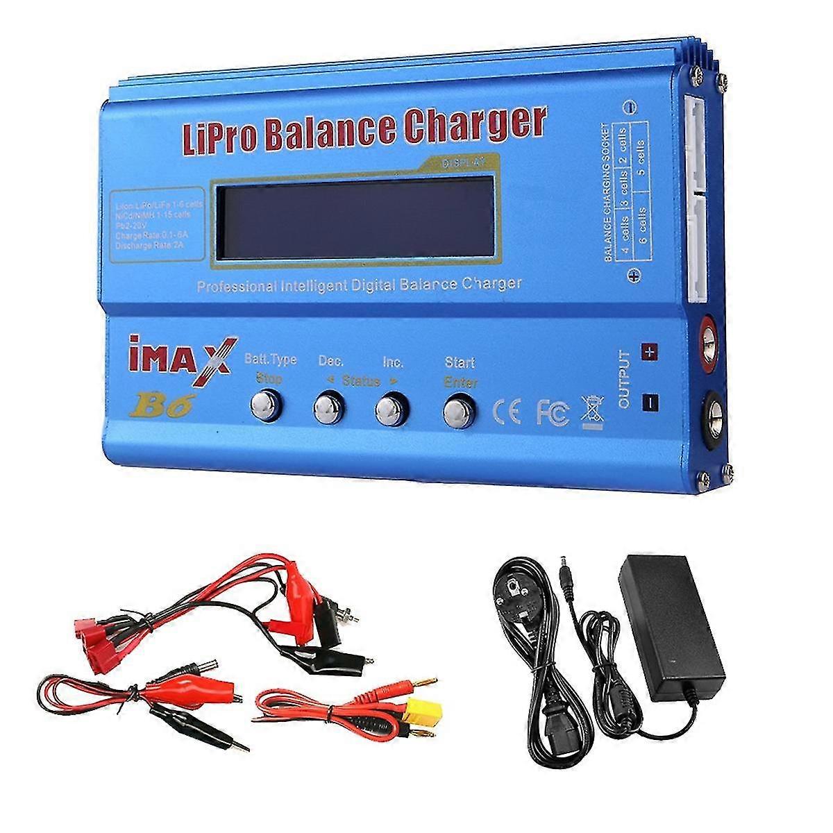 For B6 80W Lipo Battery Charger+XT60 Lipo NiMh Li-Ion Ni-Cd Digital Lipro Balance Charger Battery Charger EU Plug