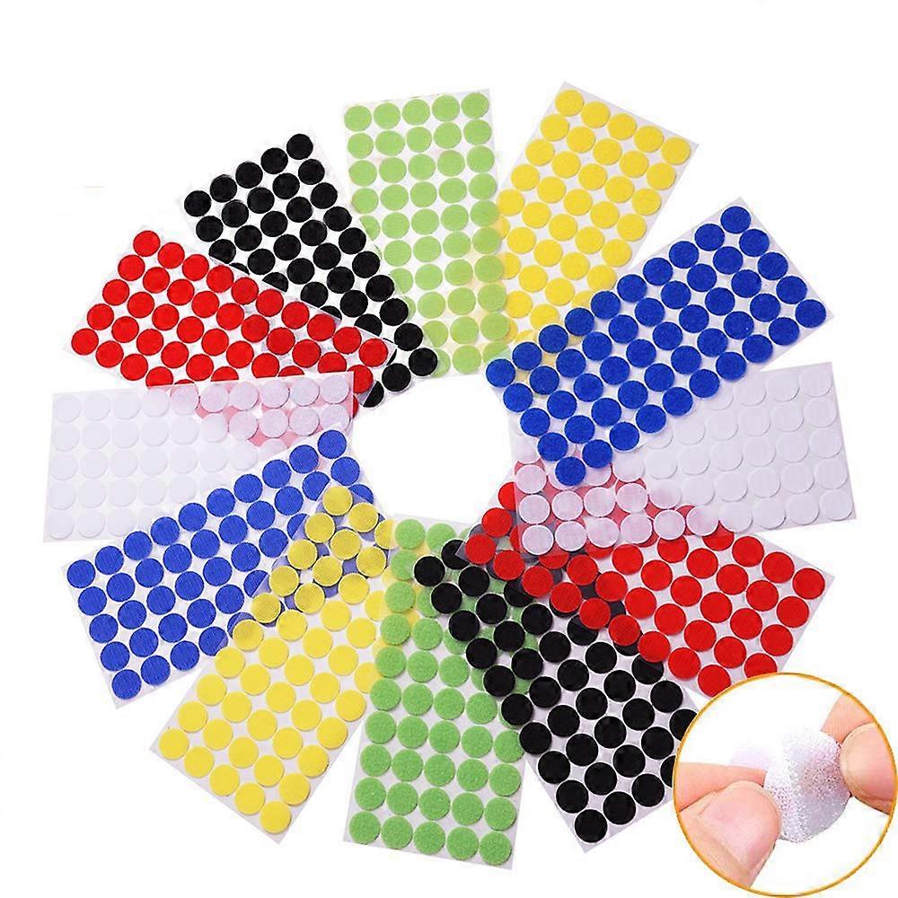 300pairs 2cm Diameter Colorful Hook and Loop Self Adhesive Fastener Dots Coins Sticky Back Heavy Duty Circles