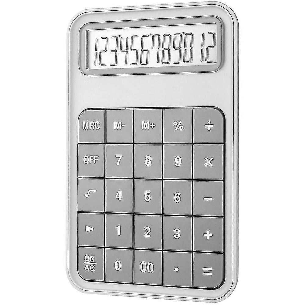 Desktop Calculator, 12 Digit Large Display Battery Lcd Display Office Calculator - Gray