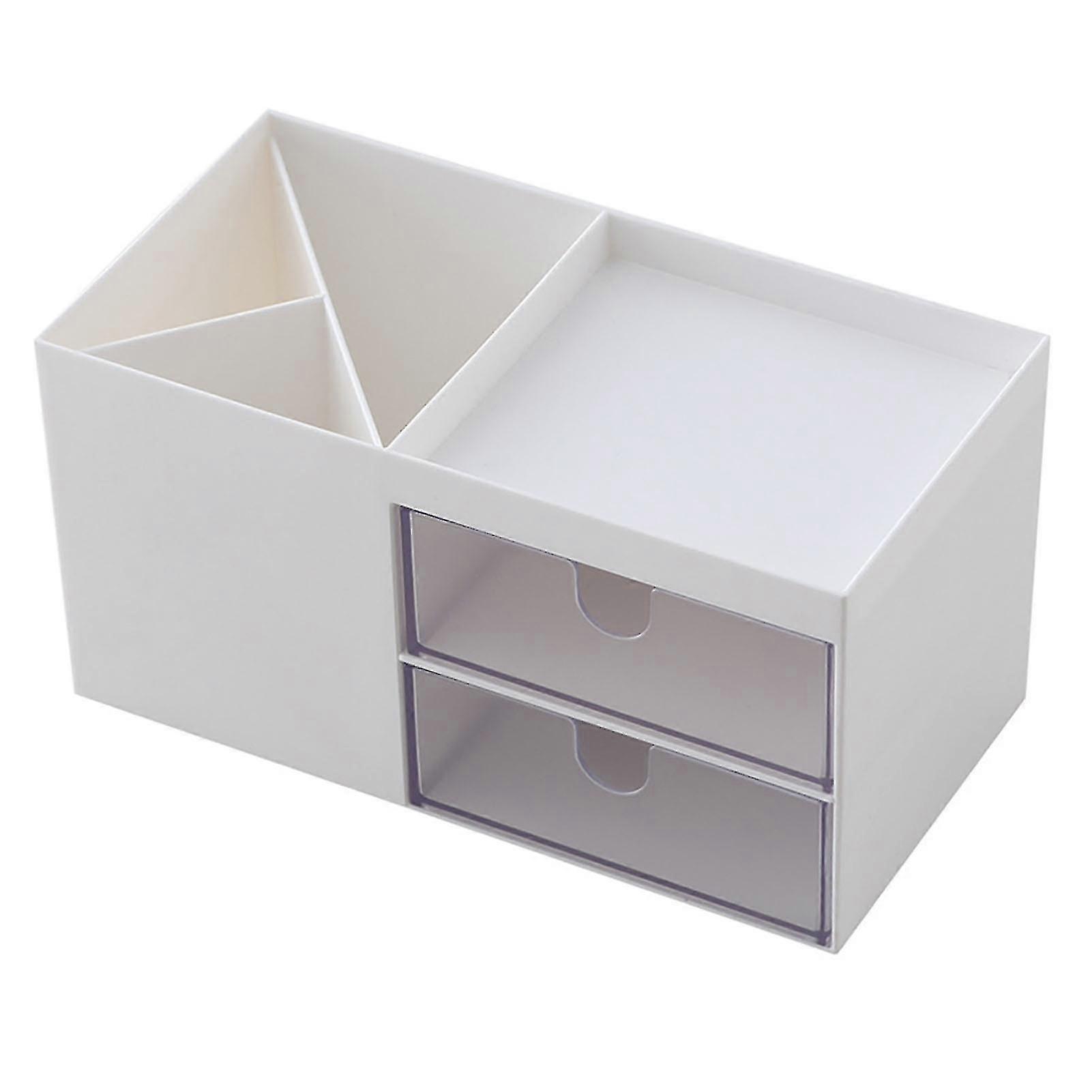 Double Drawer Desktop Storage Box Multipurpose Cosmetic Compartment Organizer