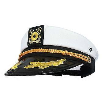 Captain Yacht Sailor Hat Adjustable Hat Flat Top Visor - White - 1 Piece