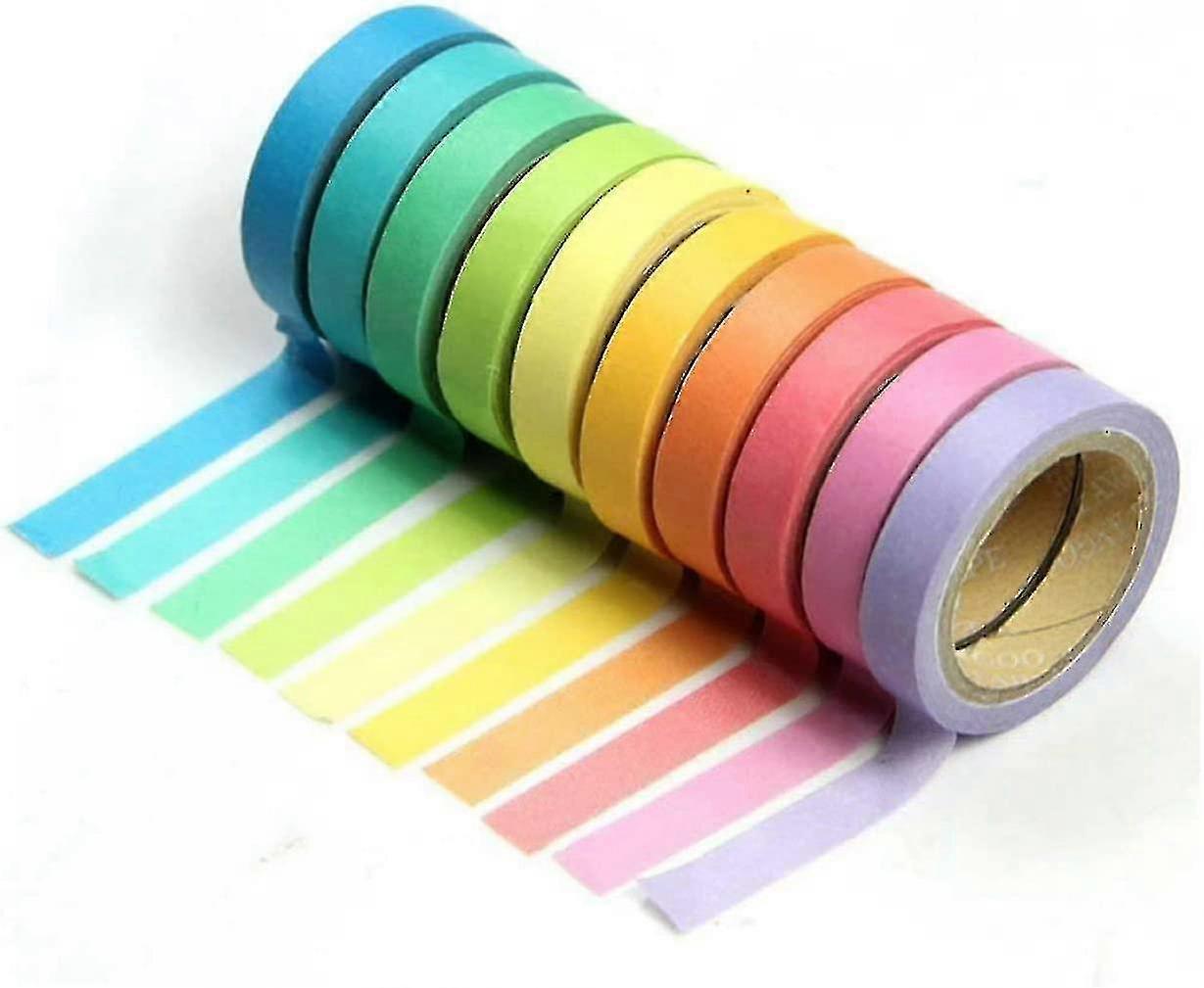 10卷装饰遮蔽胶带胶粘剂，适用于剪贴簿DIY礼物多种颜色