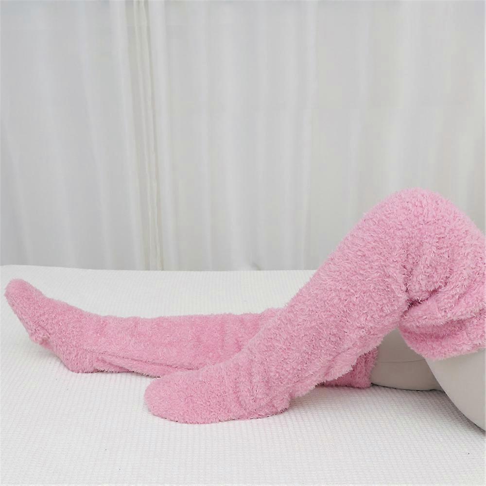 Winter Thermal Sock Slippers, Women Fuzzy Fluffy Cozy Warm Over Knee Long Sleeping Socks Soft Slippers