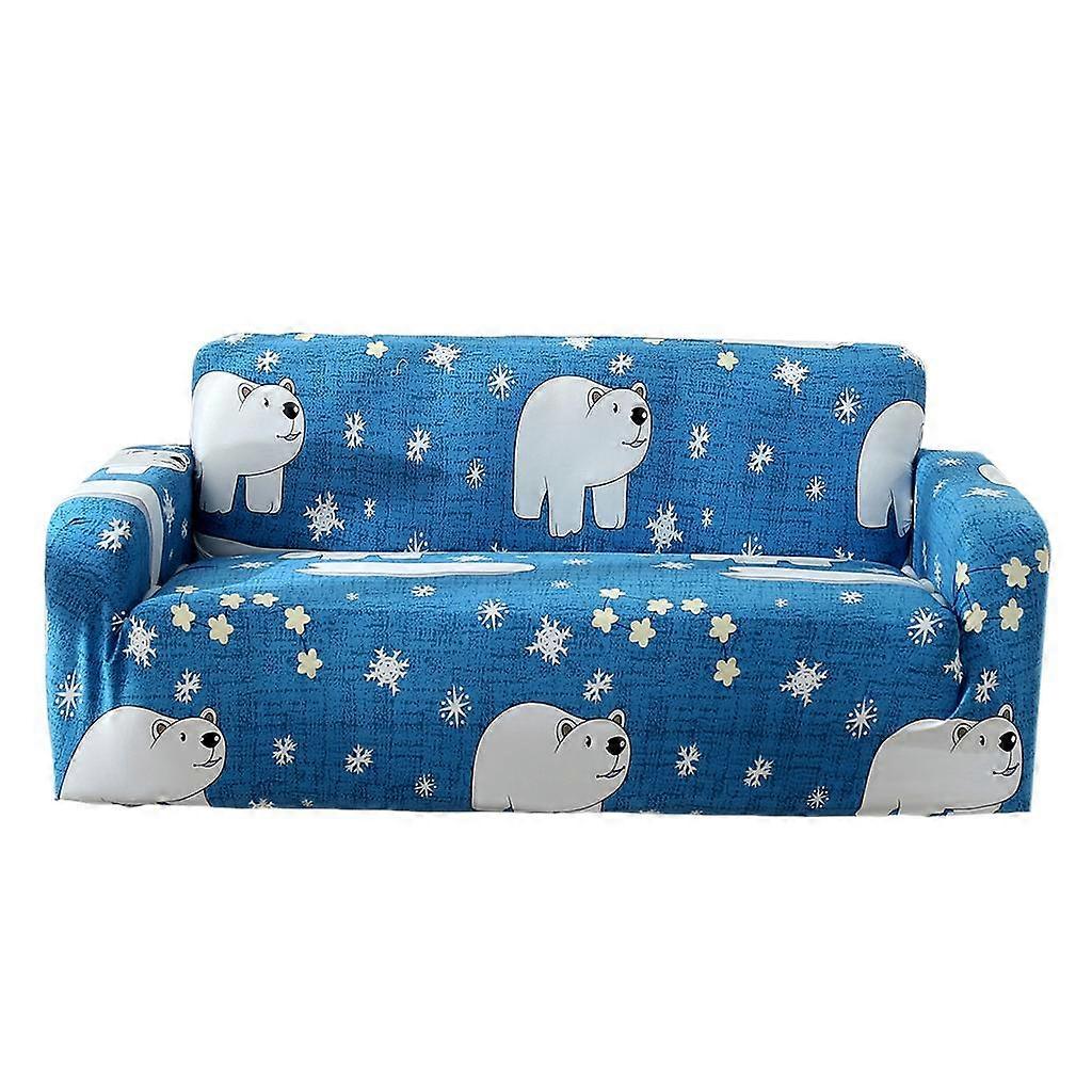 Elastischer Sofabezug, 4 Größen, Saphirblau, 2-Sitzer, Eisbär