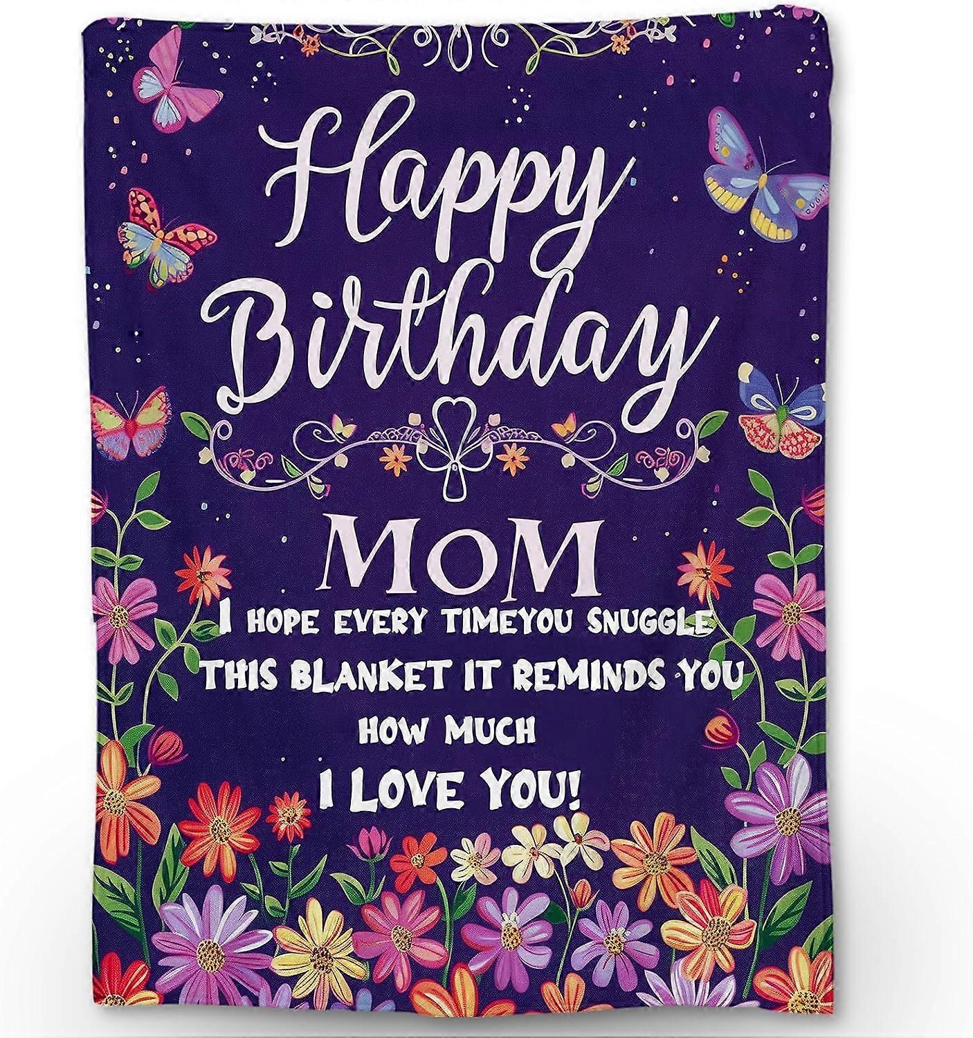 عيد ميلاد سعيد مع هدايا بطانية زهور الفراشة لأمي ، بطانية رمي الفانيلا الدافئة الدافئة وخفيفة الوزن مثالية للأريكة والسرير والديكور والسفر والراحة