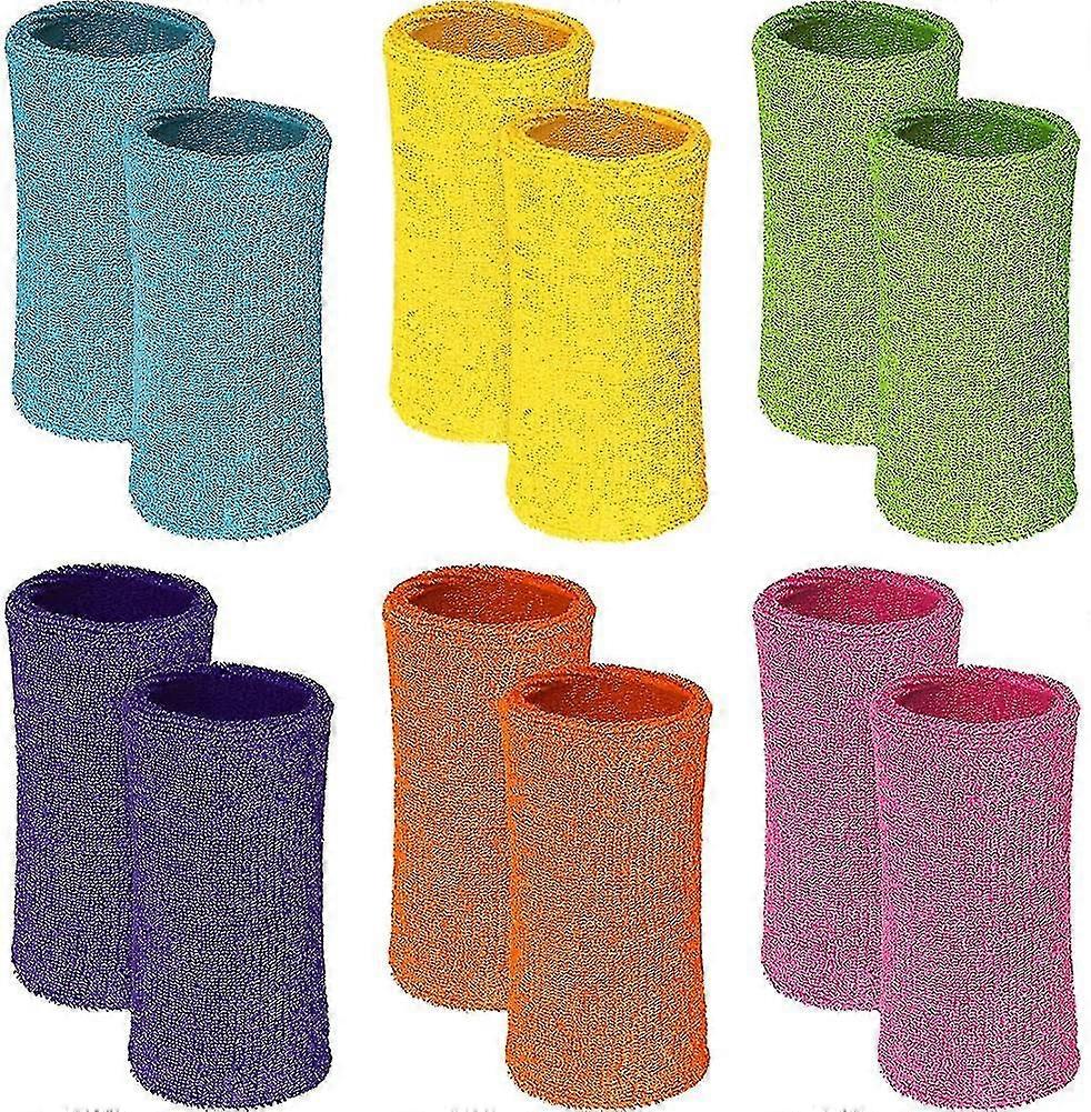 12 Peças 6 Polegadas Pulseira de Suor Esportiva Pulseira Absorvente de Suor Pulso