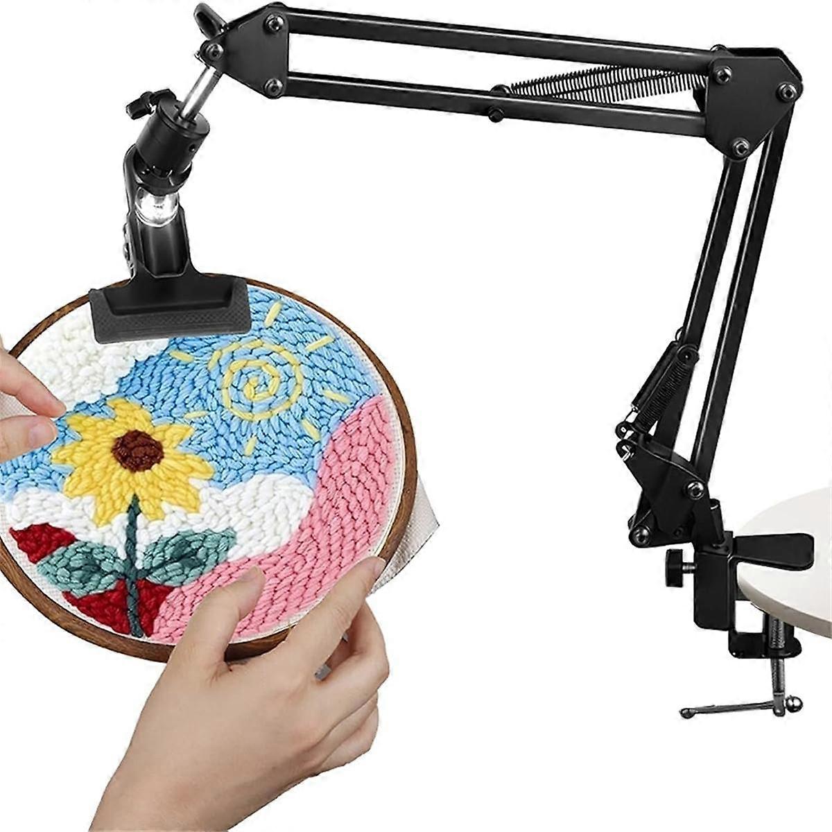 Embroidery Scroll Frame Stand Adjustable Rotated Hoop Holder Folding Metal for Hand Work, Needlewor