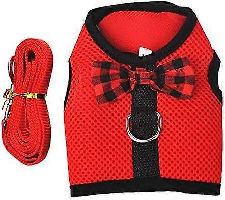 Harness for Rabbits with Elastic Leash, Suitable for Small Pets (L: Bust (35-40cm), Red)