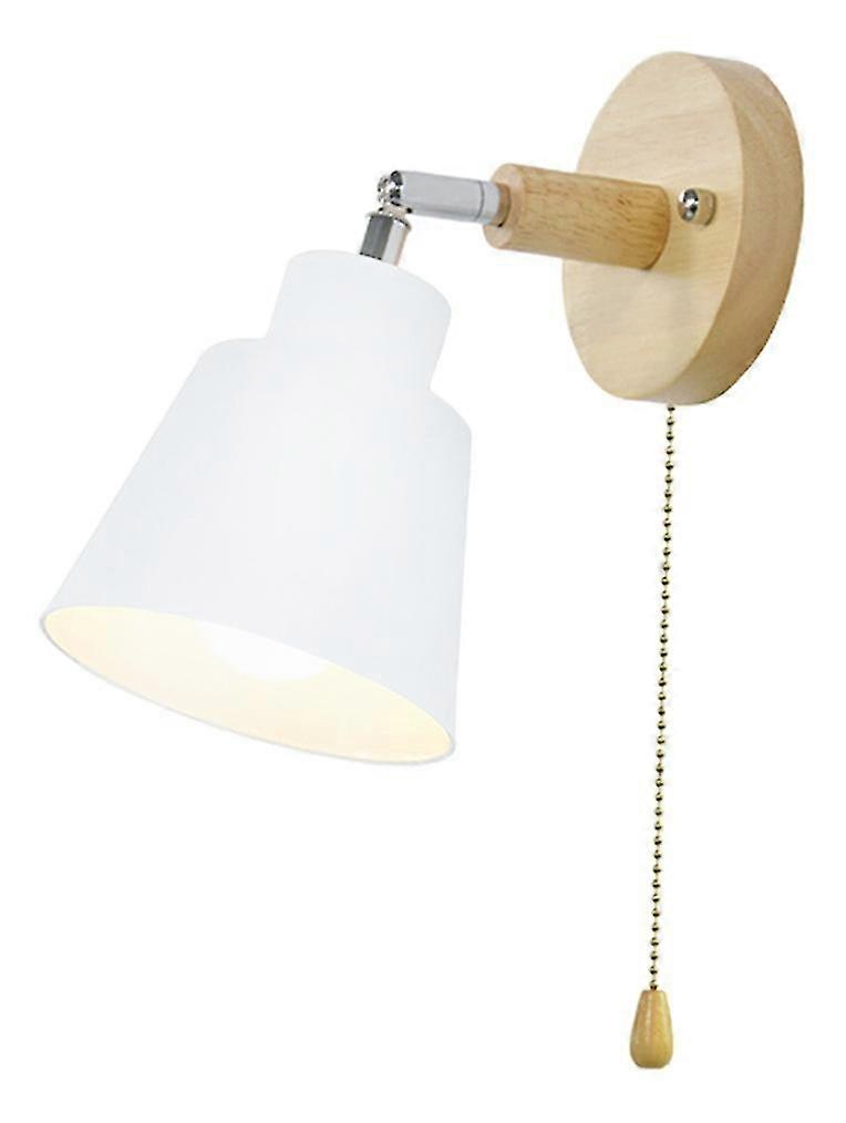 Macaron Bedside Wall Lamp Wooden Zipper Switch Nordic Dining Room Living Room Decoration Background Wall Lamp (white) (1pcs)