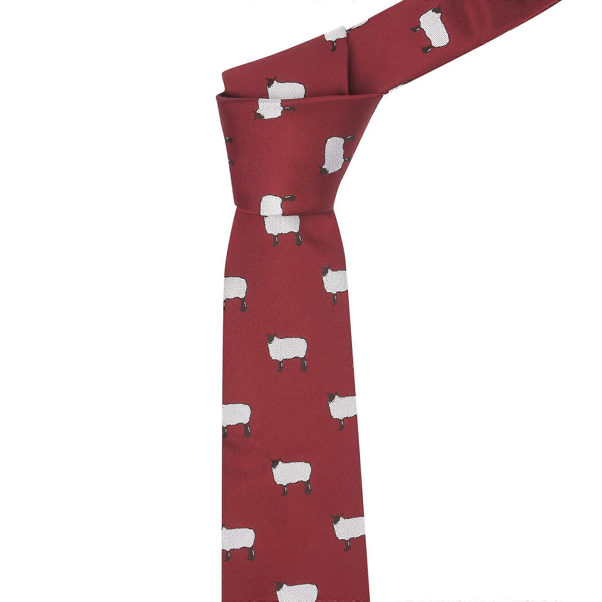 Burgundy Red Sheep Embroidered Tie